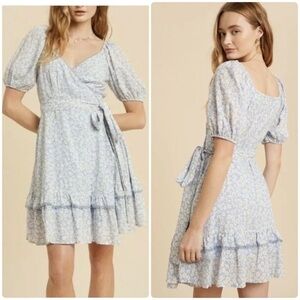 NEW in loom Daisy floral print mini true wrap dress cottage S M L